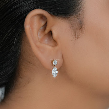 Step Cut Marquise Lab Diamond Drop Earrings Earring