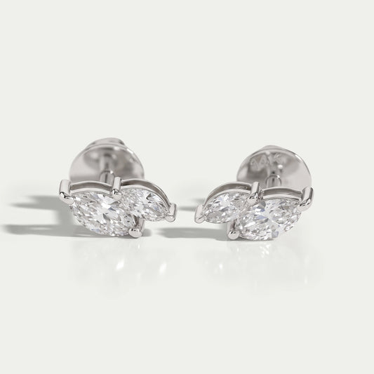 Two Stone Marquise Lab Diamond Stud Earrings