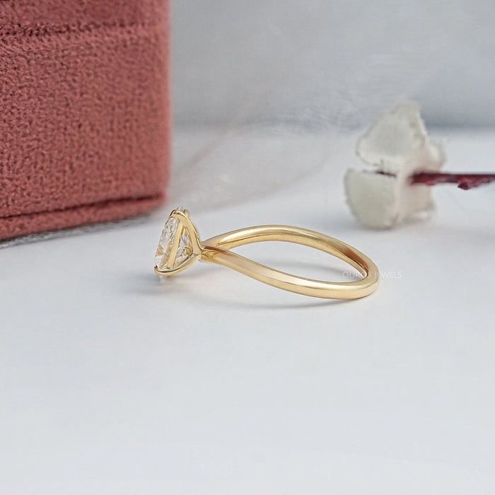 Two Stone Lab Diamond Curved Engagement Ring Ring