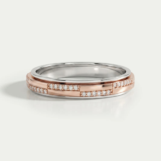 Two Tone Round Diamond Men's Band Ring