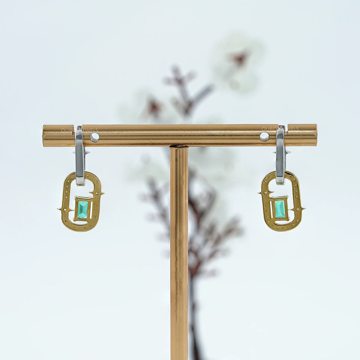 Two Tone Lab Diamond Linked Earrings Earring