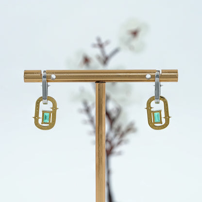 Two Tone Lab Diamond Linked Earrings