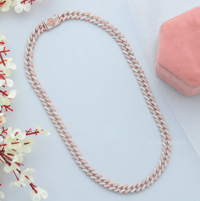 Two Tone Round Cut Miami Cuban Chain Men's Necklace