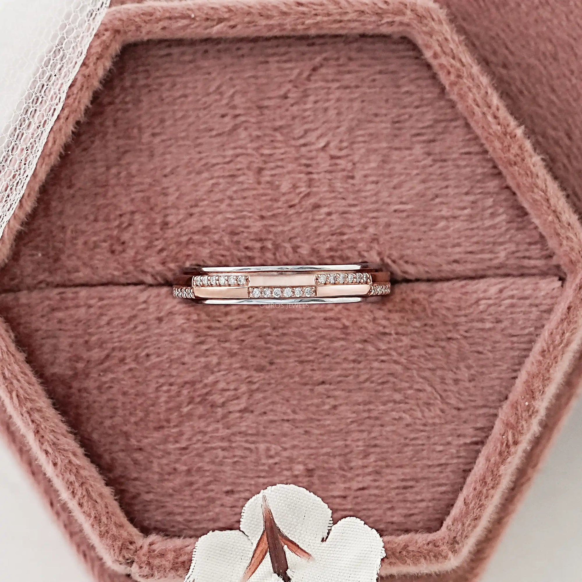 Two Tone Round Diamond Men's Band Ring