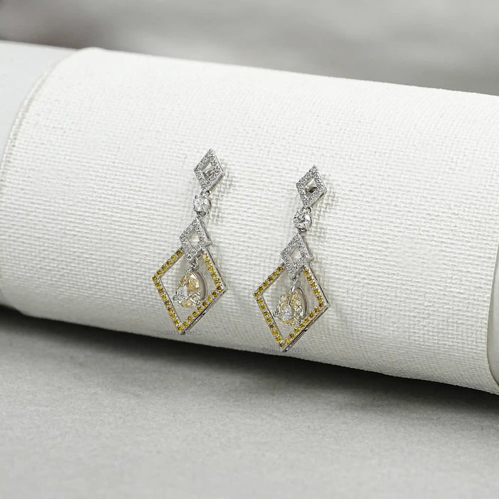 Kite Shape Pear Diamond Dangle Earrings