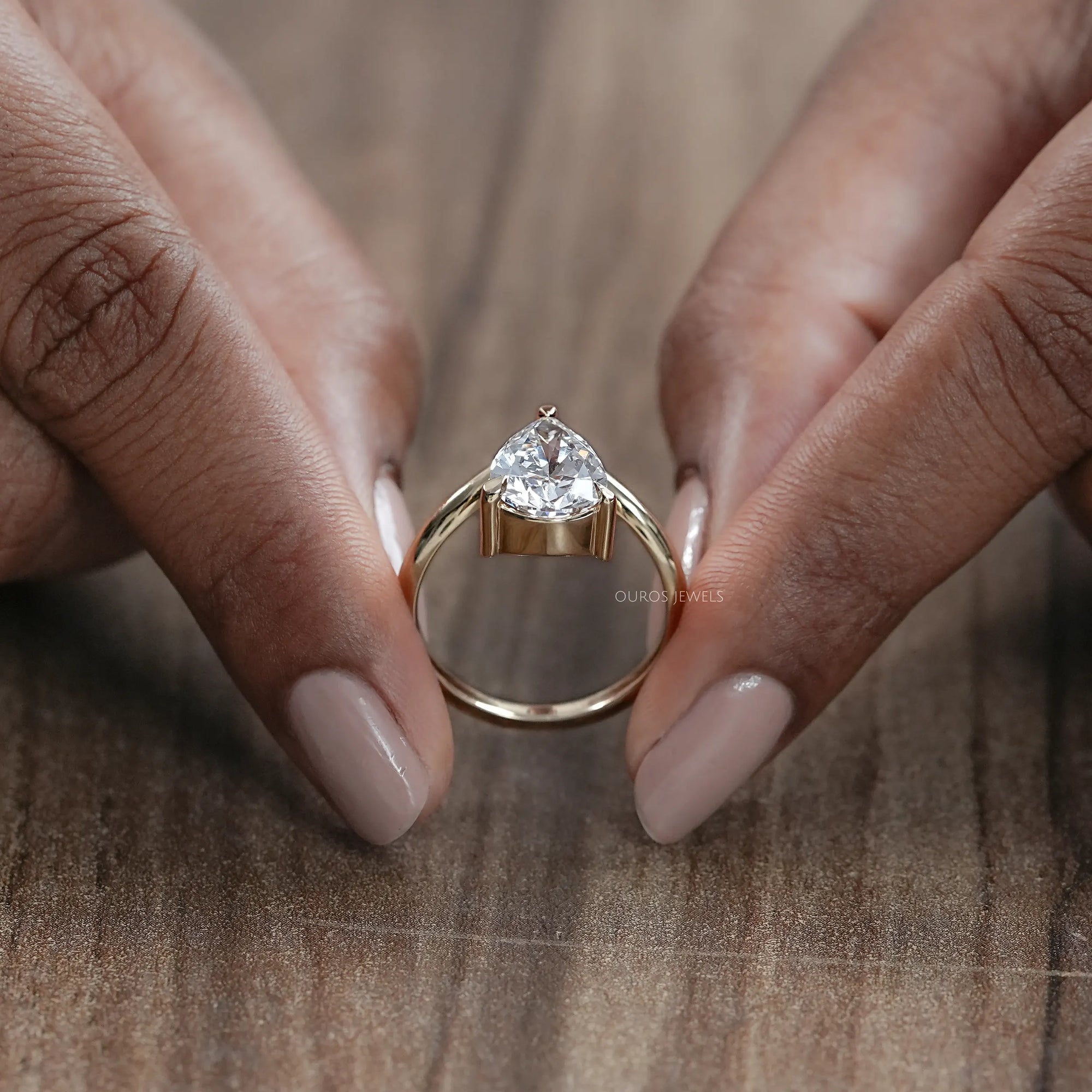 V Shape Pear Cut Lab Diamond Solitaire Engagement Ring Rings