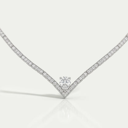 V - Shape Pear Diamond Drop Tennis Neckalce