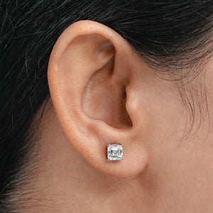 Boucles d'oreilles à tige en diamants de laboratoire taille Asscher