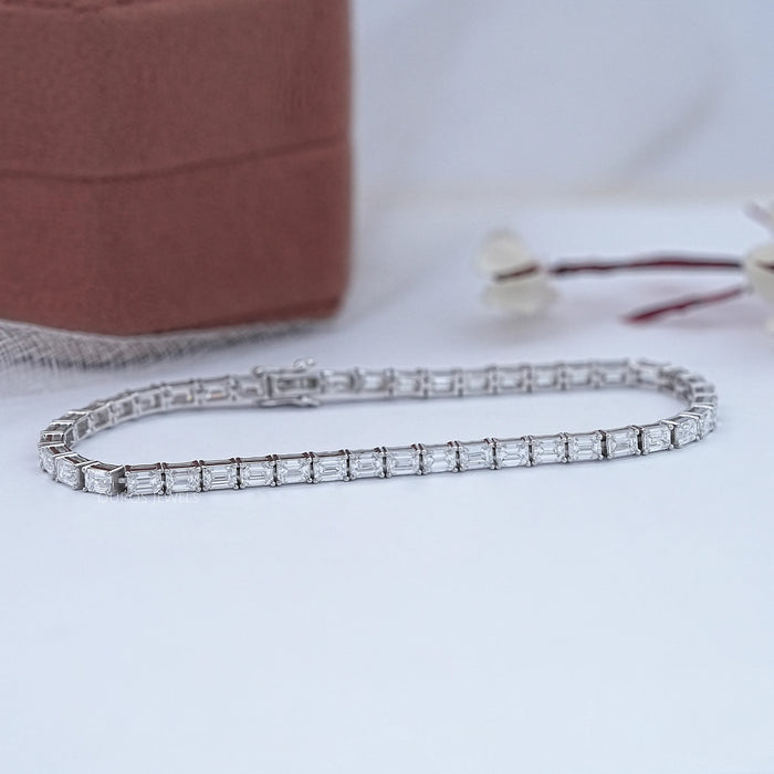 East West Emerald Cut Lab Grown Diamond Tennis Bracelet