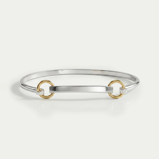 White Gold Linked Bangle Bracelet
