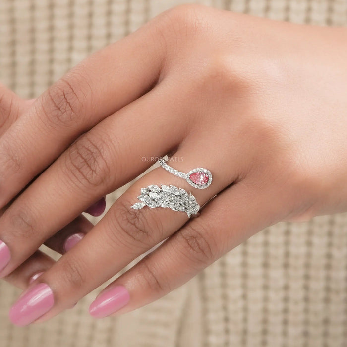 Bague de contournement à feuilles taillées en marquise et en poire