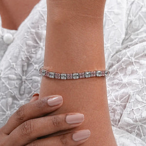 Bracelet de tennis avec diamant rond rose taille Asscher