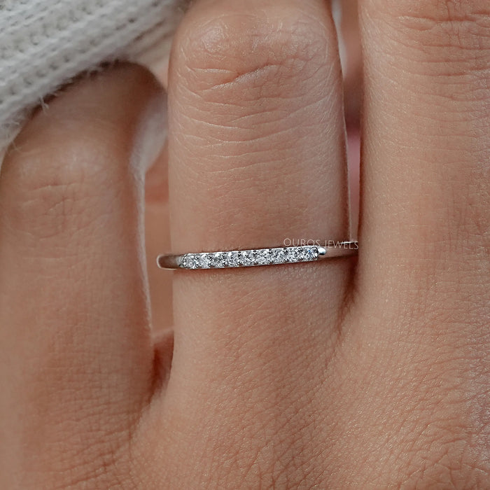 Round Lab Diamond Pave Set Wedding Band