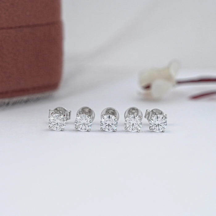 Round Cut Lab Grown Diamond Stud Earrings