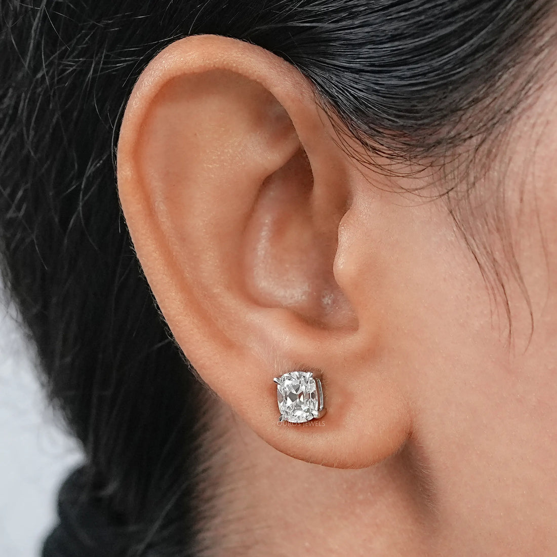 Old Mine Cushion Lab Diamond Stud Earring