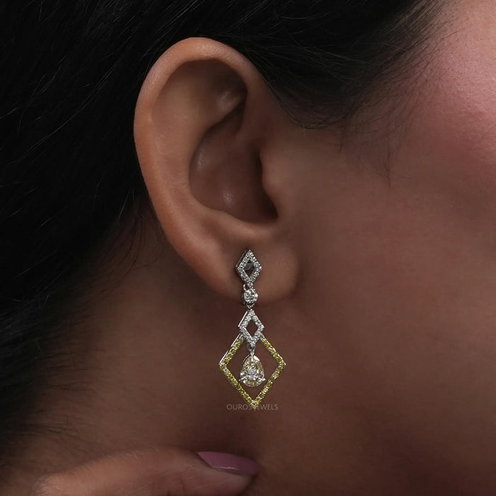 Kite Shape Pear Diamond Dangle Earrings