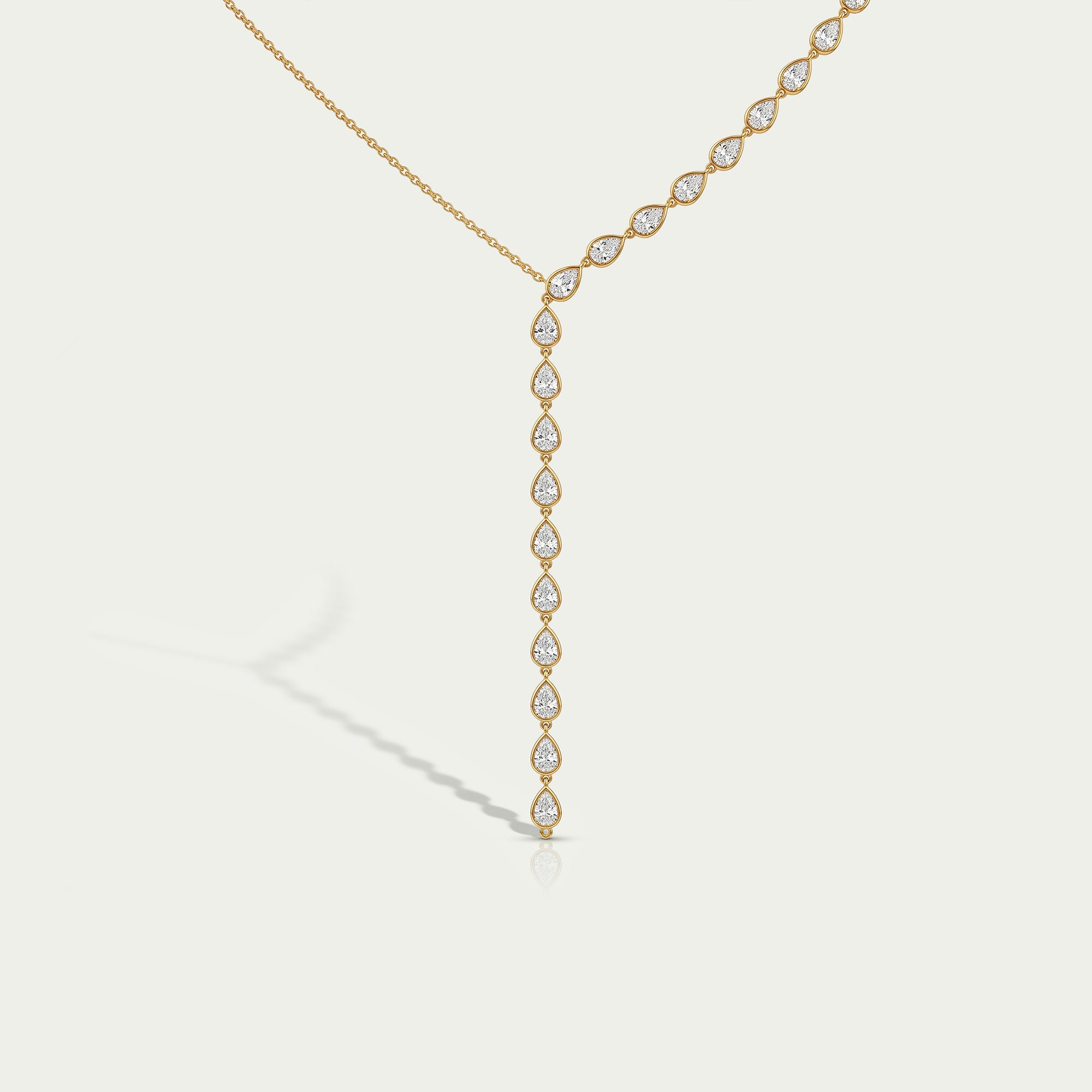 Pear Cut Bezel Y Shape Diamond Necklace Necklaces