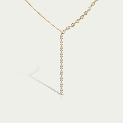 Pear Cut Bezel Y Shape Diamond Necklace Necklaces
