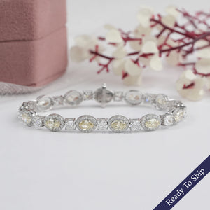 Yellow Oval Cut Halo Lab Grown Diamond Bracelet