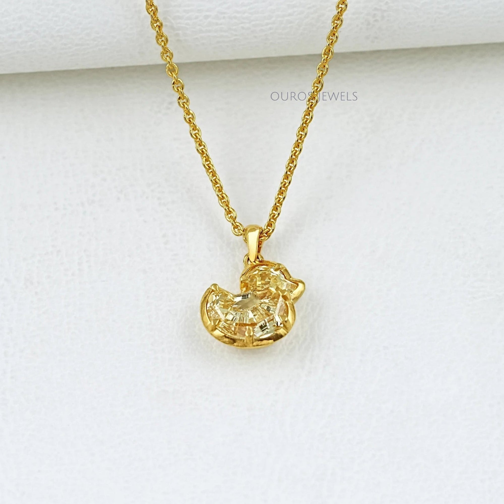 Yellow Duck Cut Diamond Bezel Set Pendant