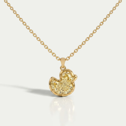 Yellow Duck Cut Diamond Bezel Set Pendant Necklaces