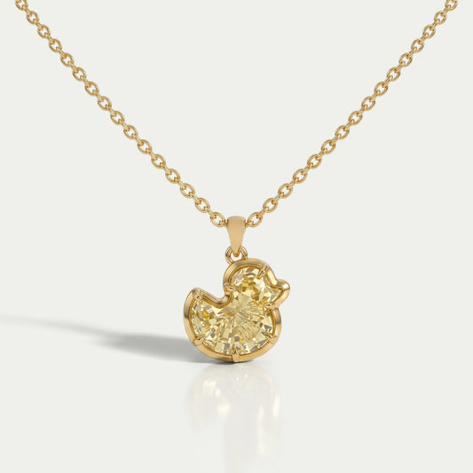 Yellow Duck Cut Diamond Bezel Set Pendant Necklaces