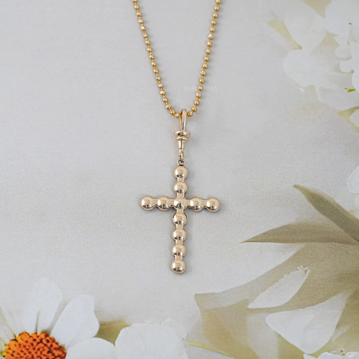 Old European Round Cut Lab Diamond Cross Pendant Necklaces