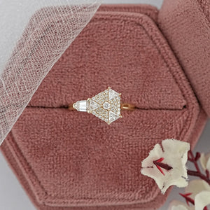 Step Cut Arrow And Round Lab Diamond Anniversary Ring