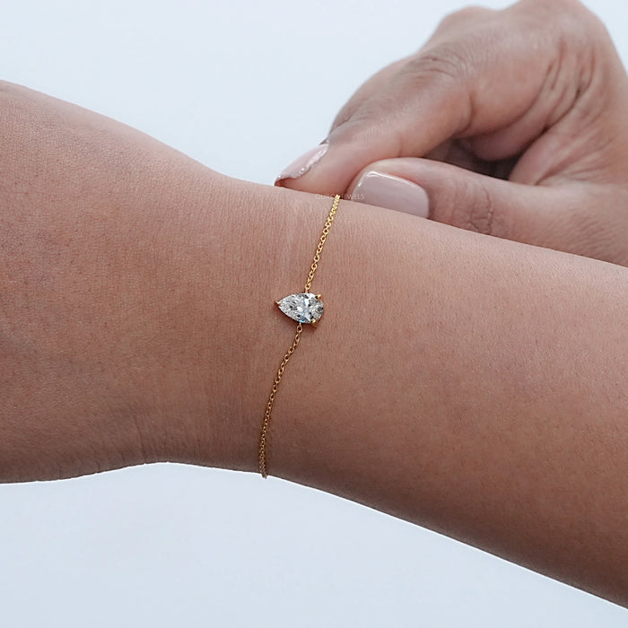 Pear Cut Lab Grown Diamond Solitaire Bracelet