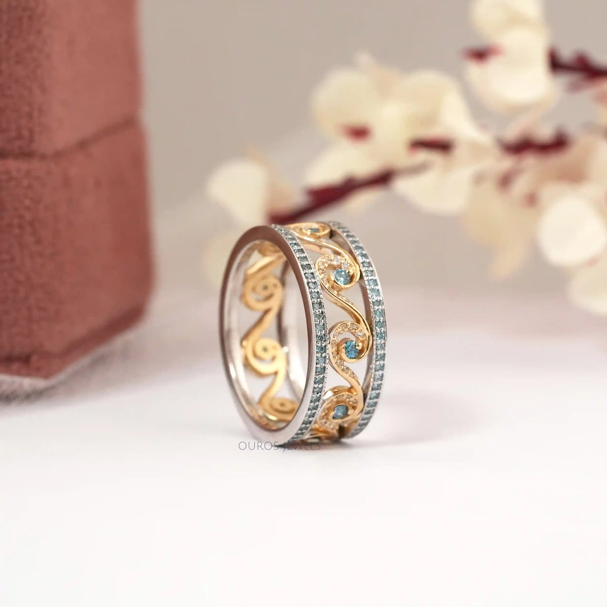 Round Diamond Double Row Micro Hollow Ring Rings