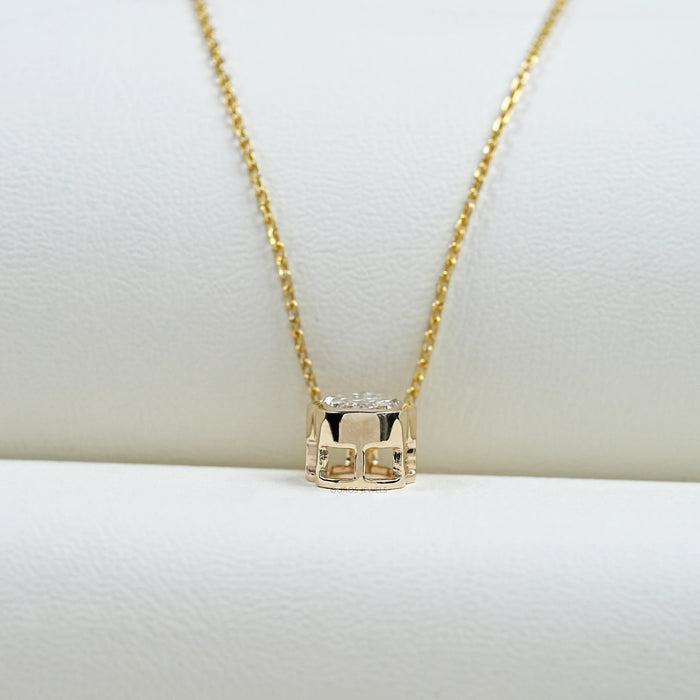 Antique Hamsa Hand Shape Lab Diamond  Solitaire Pendant