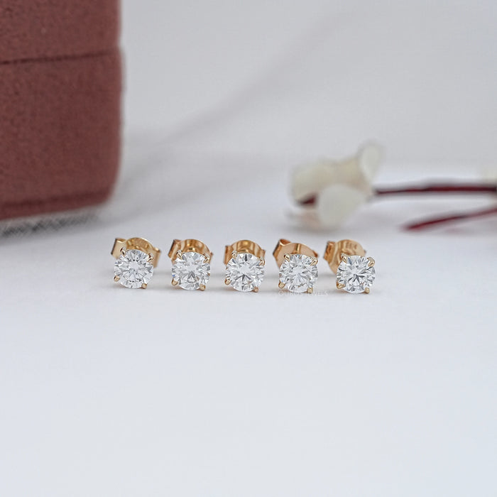 Round Cut Lab Grown Diamond Stud Earrings