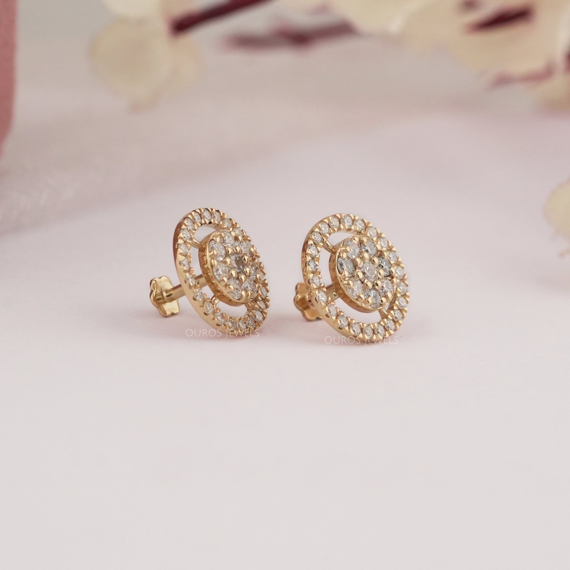 Brilliant Round Cut Lab Diamond Halo Stud Earrings Earring