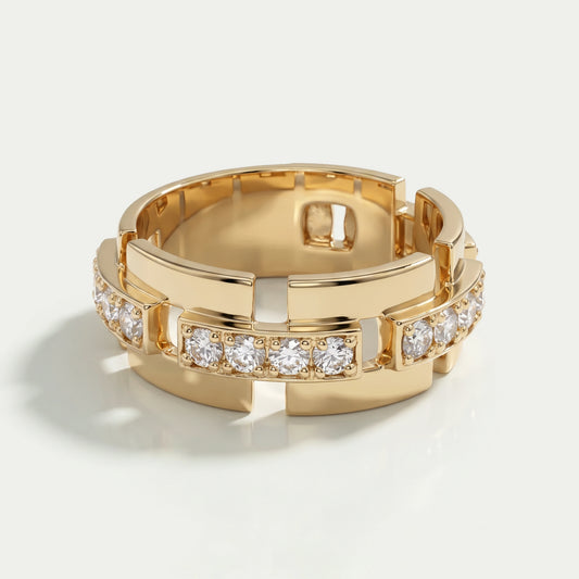 Alliance en or jaune avec diamants de laboratoire taille ronde
