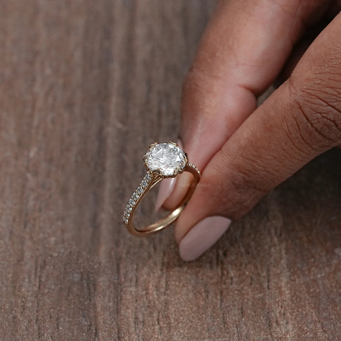 Round  Cut  Lab Diamond Tulip Engagement Ring