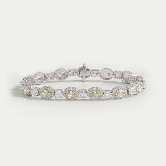 Yellow Oval Cut Halo Lab Grown Diamond Bracelet Bracelet