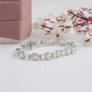 Yellow Oval Cut Halo Lab Grown Diamond Bracelet