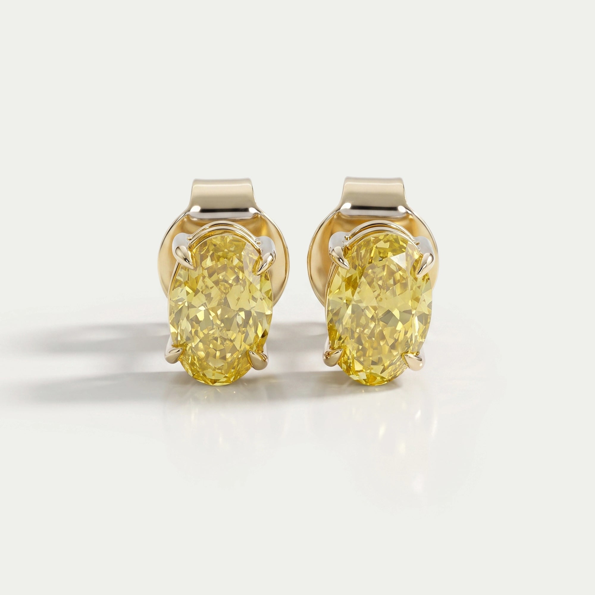Yellow Oval Diamond Stud Earrings Earring
