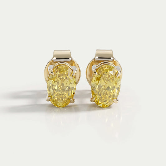 Yellow Oval Diamond Stud Earrings Earring