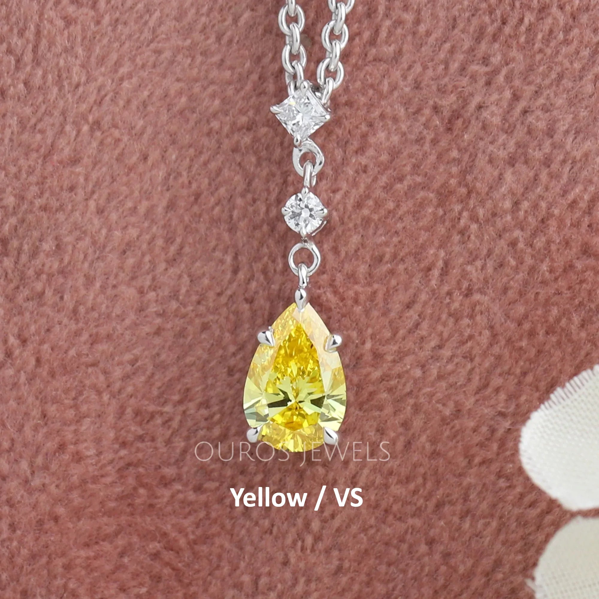 Pear And Round Lab Diamond Drop Pendant