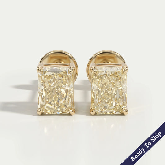Yellow Radiant Lab Diamond Stud Earrings Earrings