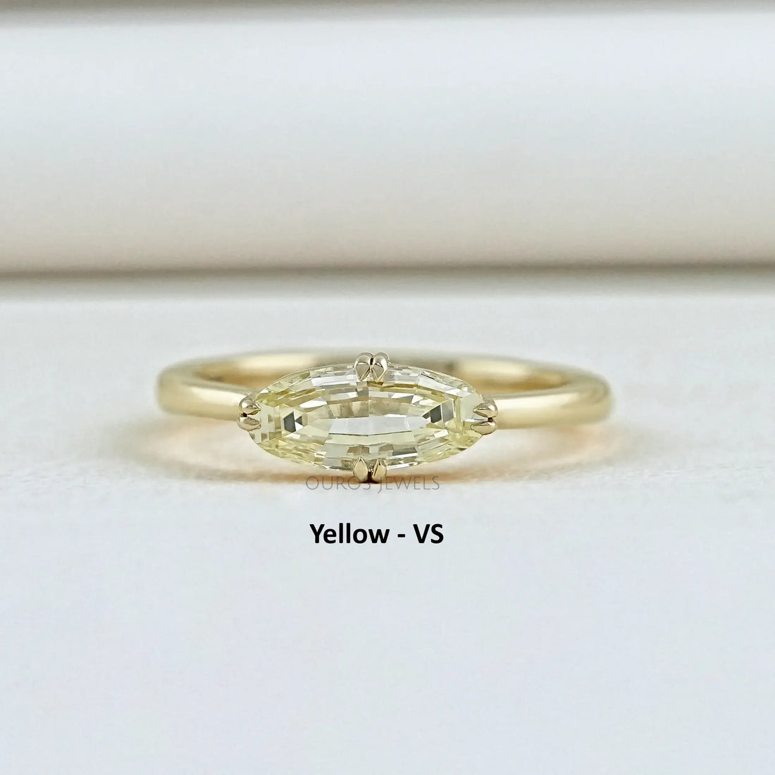East West Step Cut Moval Lab Diamond Solitaire Ring Ring