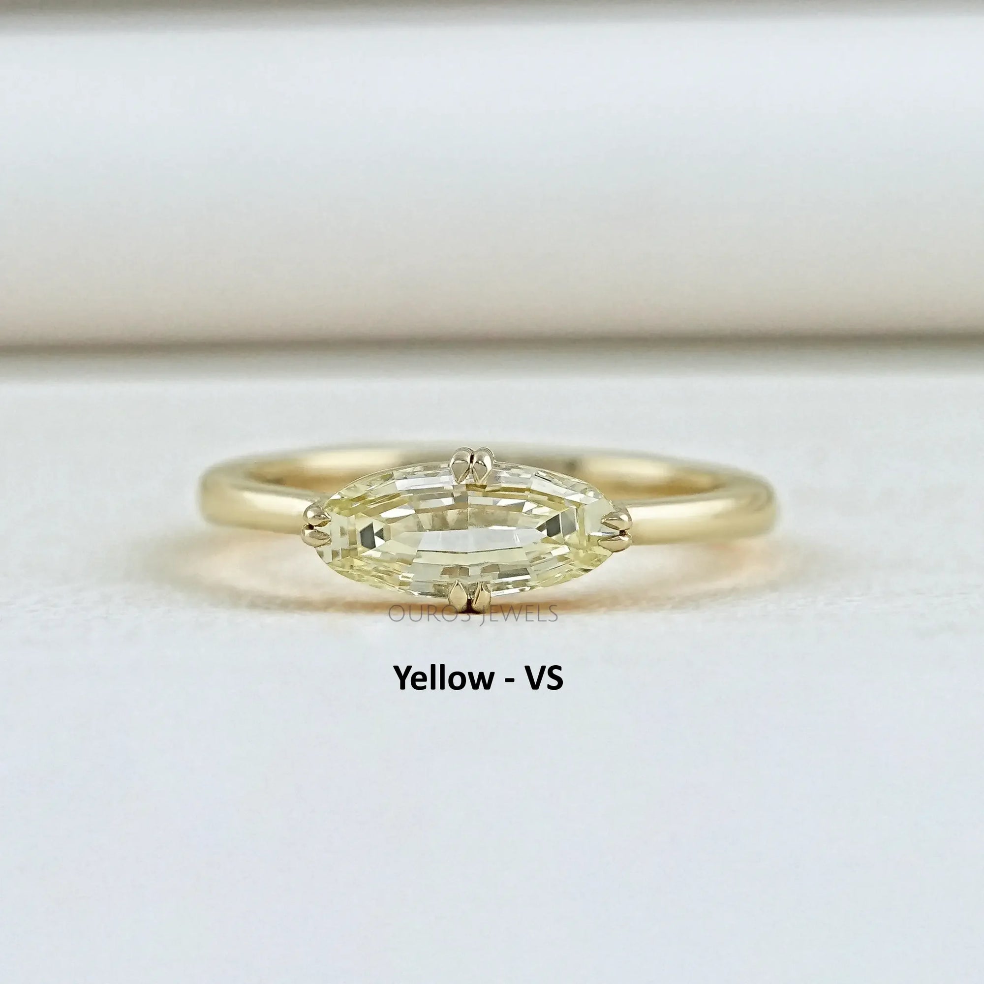 East West Step Cut Moval Lab Diamond Solitaire Ring Ring