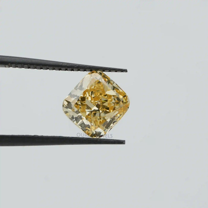 [Cushion Cut Lab Diamond in Yellow Color]-[Ouros Jewels]