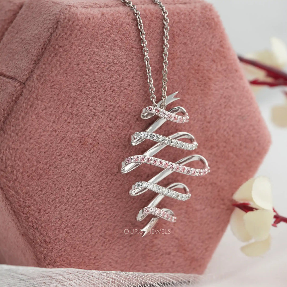 Zig Zag Round Cut Lab Grown Diamond Infinity Pendant