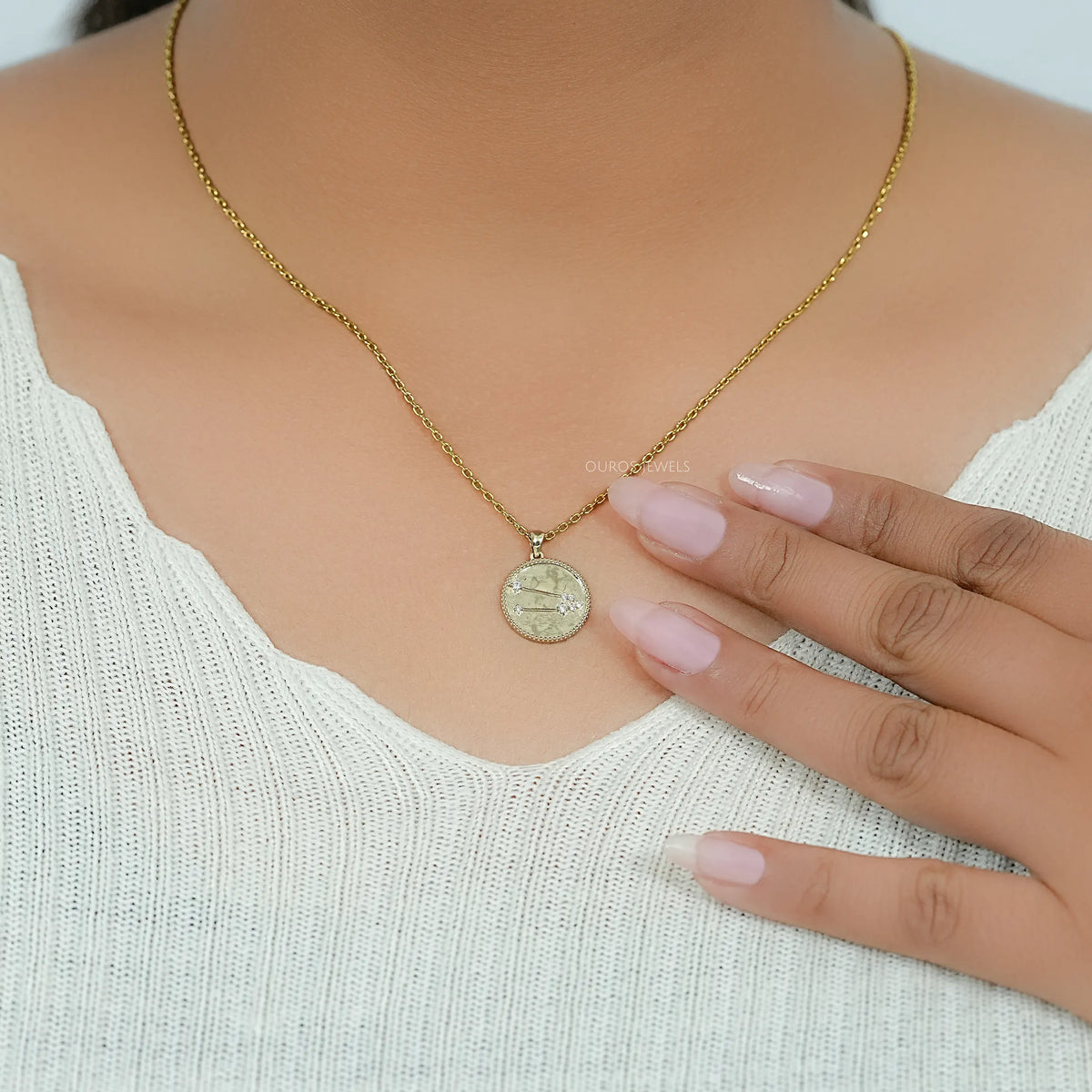 Taurus Zodiac Sign Lab Diamond Pendant Necklaces