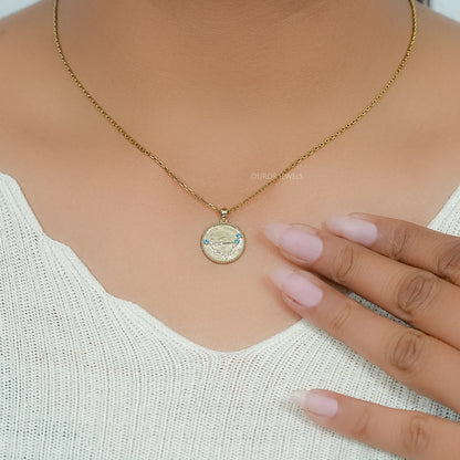 Capricorn Zodiac Sky Blue Gemstone Pendant