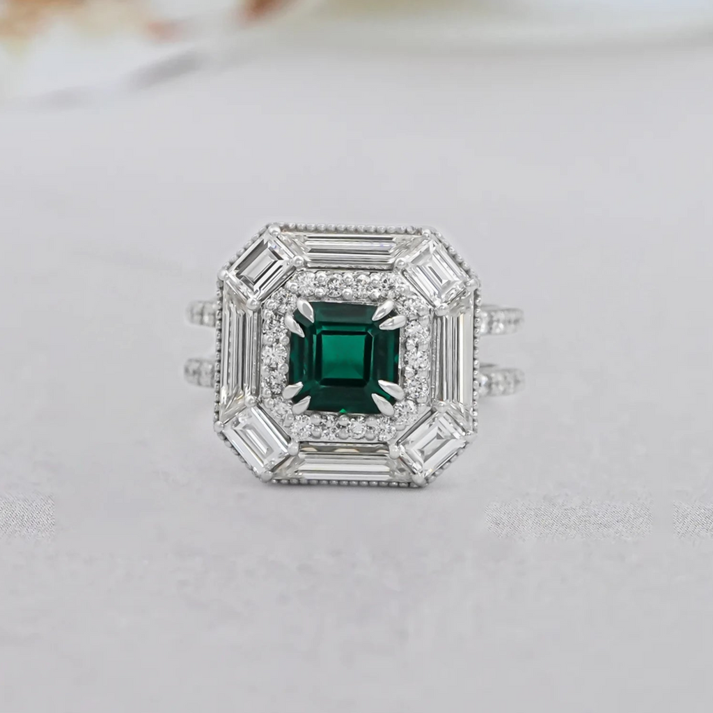 asscher cut vintage engagement ring 