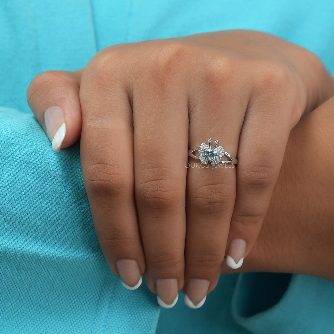 Heart Cut Butterfly Shape Cluster Diamond Ring