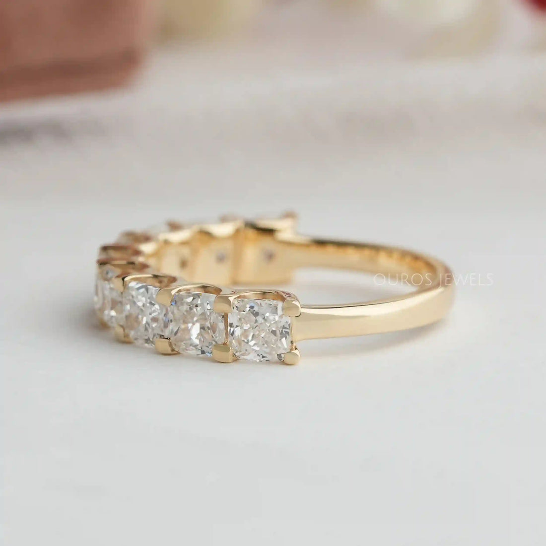 Lab Grown Cushion Diamond Half Wedding Band